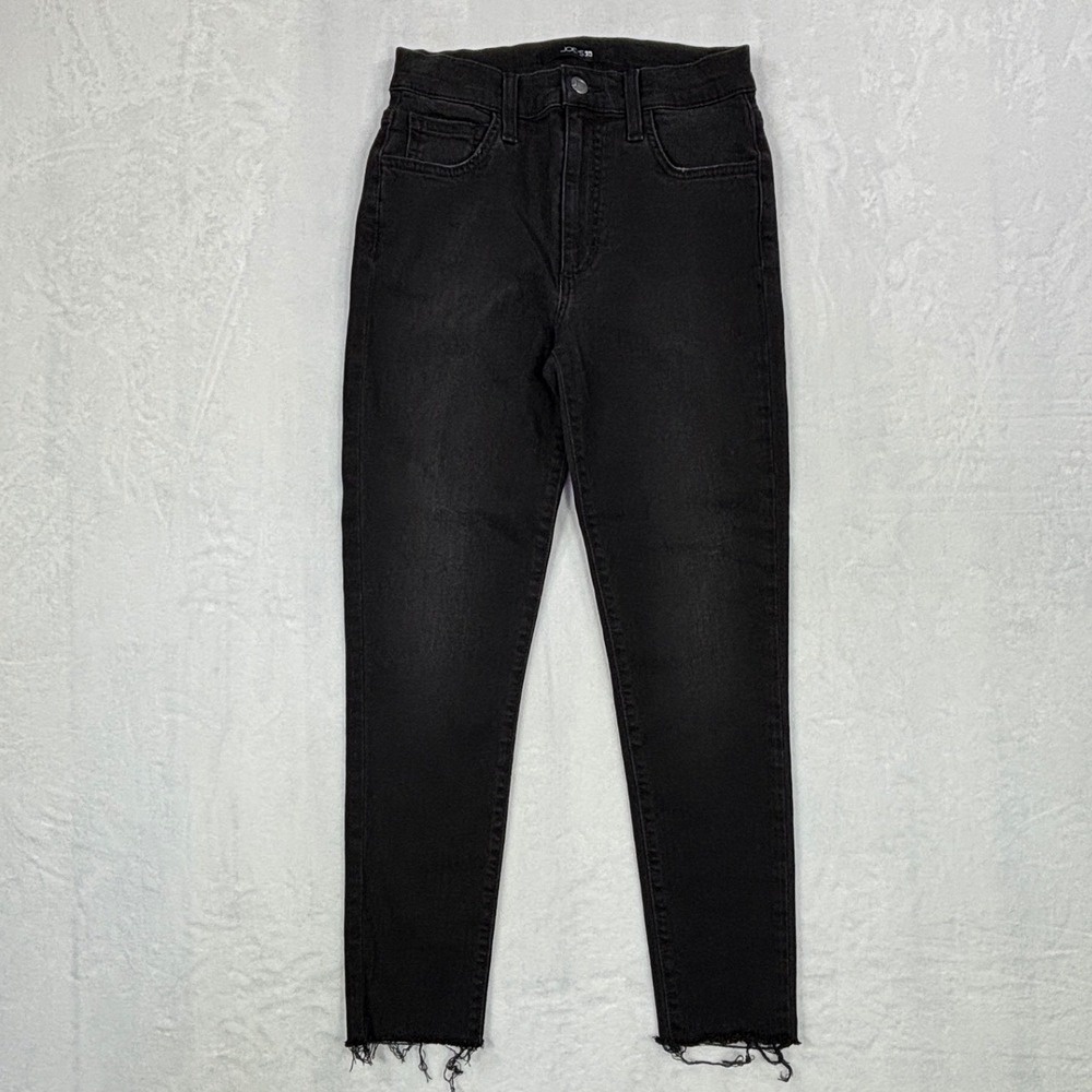 Joes Jeans Womens High Rise Skinny Ankle Black Frayed Hem Size 26 (fits 24.5")
